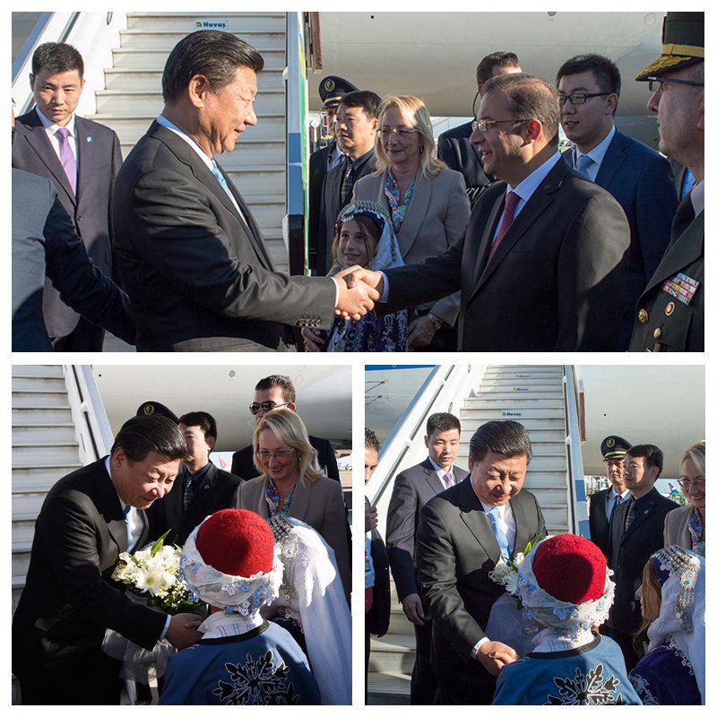 11月14日，國家主席習近平抵達土耳其安塔利亞，應土耳其共和國總統埃爾多安邀請，出席二十國集團領導人第十次峰會。土耳其高級官員到機場迎接習近平主席一行。土耳其兒童向習近平主席獻花。新華社記者 李學仁、饒愛民 攝