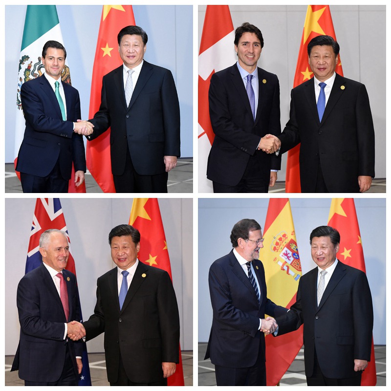11月16日，國家主席習近平在土耳其安塔利亞會見墨西哥總統培尼亞、加拿大總理特魯多、澳大利亞總理特恩布爾、西班牙首相拉霍伊。新華社記者 張鐸、饒愛民、龐興雷 攝
