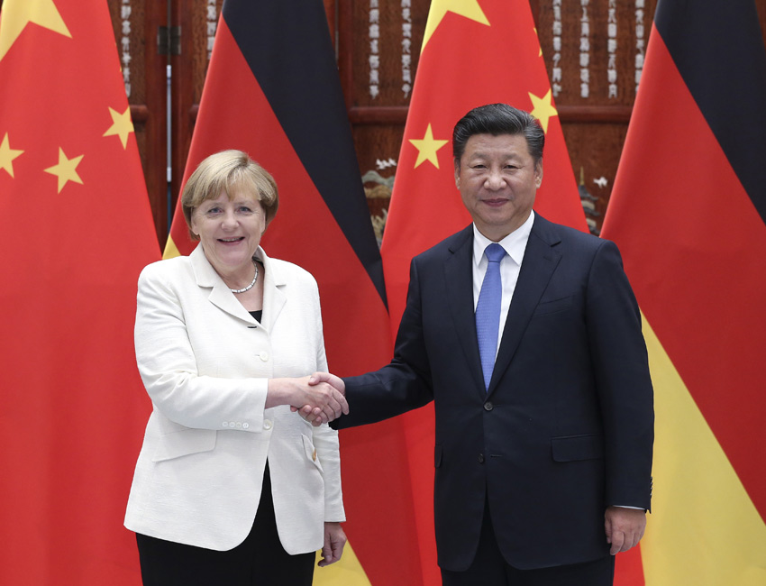9月5日，國家主席習近平在杭州會見來華出席二十國集團領導人峰會的德國總理默克爾。新華社記者 龐興雷攝