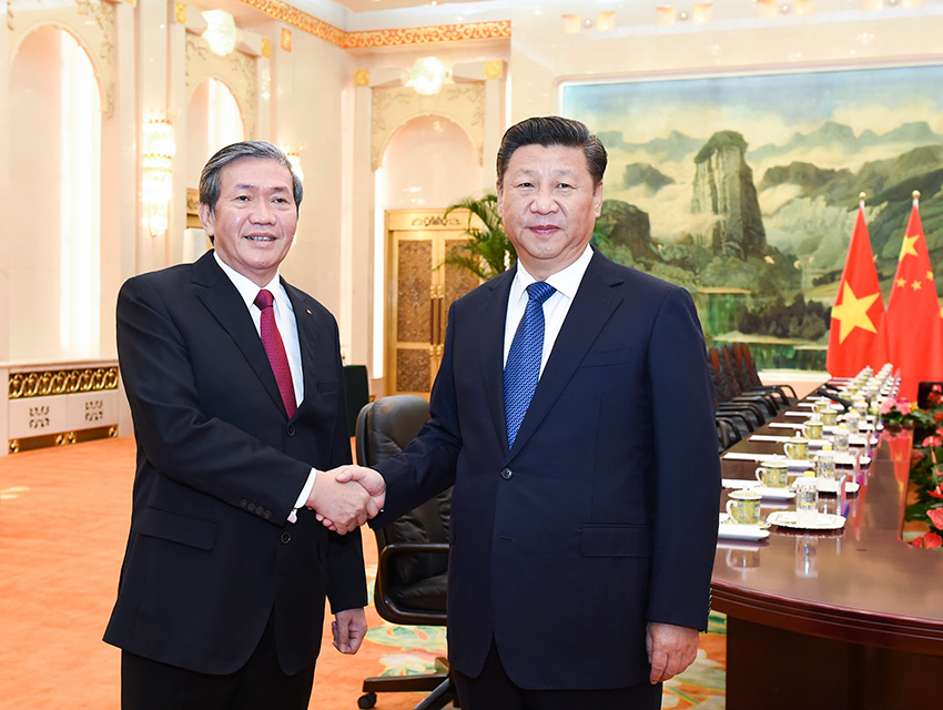 10月20日，中共中央總書記、國家主席習近平在北京人民大會堂會見越共中央政治局委員、中央書記處常務書記丁世兄。 新華社記者 李學仁 攝